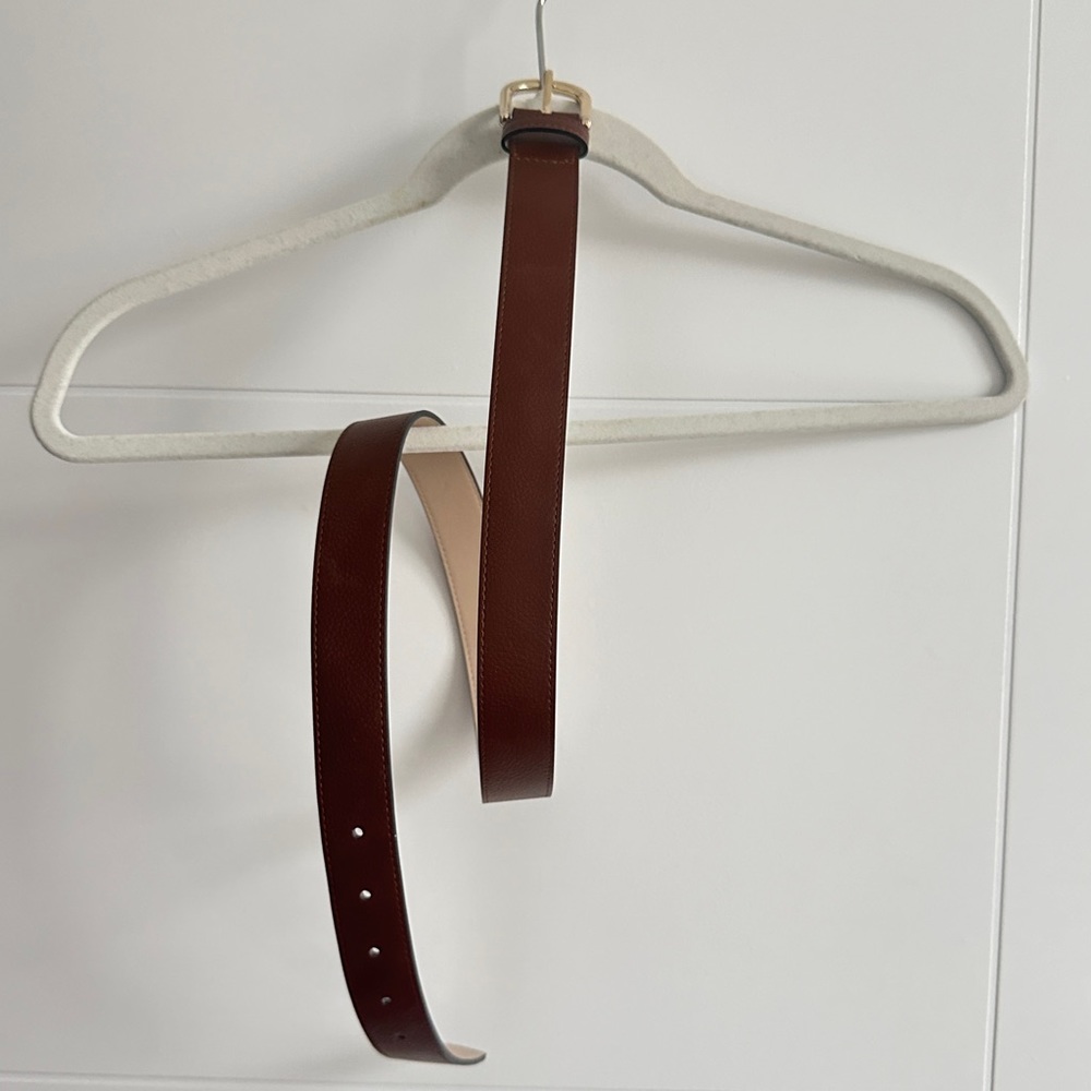NWOT | H&M | Brown Faux Leather Belt w/ Gold Buckle - Picture 1 of 5
